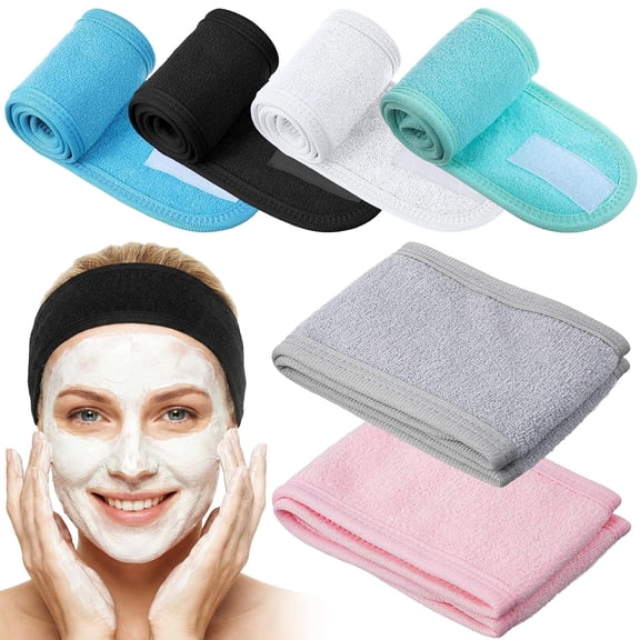 6 Pack Spa Face Washing Headband, Adjustable Facial Headbands for Women Make Up Skincare Wrap Head Stocking Stuffers for Women Girls Facial Headbands Esthetician