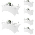 thumbnail image 1 of 6 Pack Spandex Table Cover for 6FT Table Universal Fitted Stretch Tablecloth for Party, Banquet, Wedding and Events-White, 1 of 12
