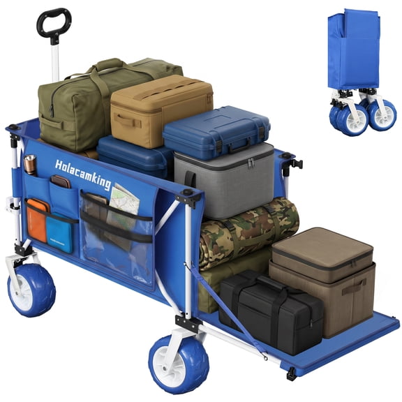 Beach Wagon with 9x4 PU Wheels 520 lbs Capacity Expandable Tailgate 360L Storage Sand Cart