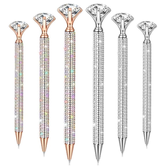 6 Pack Sparkly Pen with Diamond - Bling Pens for Women, Metal Ballpoint Pen Set for Wedding Birthday Office