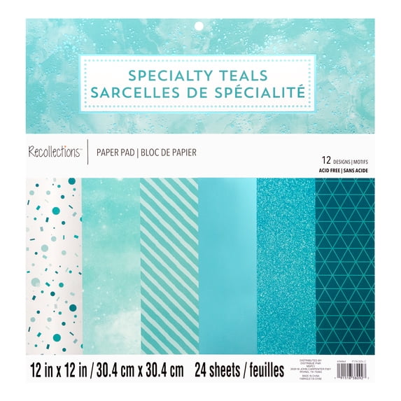 Recollections Specialty Teals Paper Pad, 12" x 12", 6 Pack