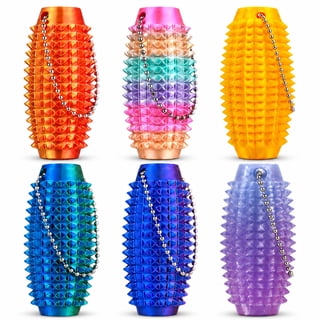 6 Pack Spiky Sensory Fidget Keychains, Textured Pocket Fidget Accessories for Adults Teens, Quiet Stress Relief for Focus and Restless Hands