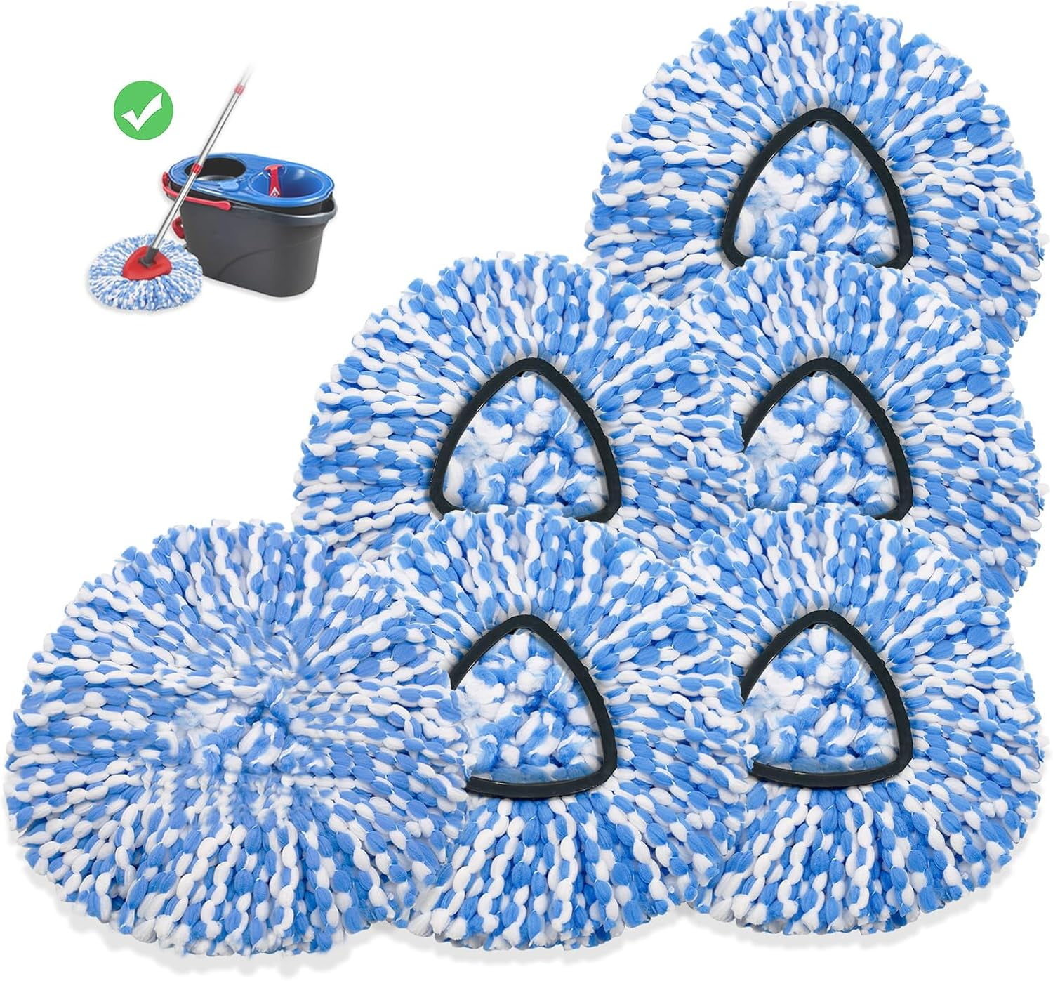 6 Pack Spin Mop Heads Replacements Compatible for O ceda RinseClean 2 ...
