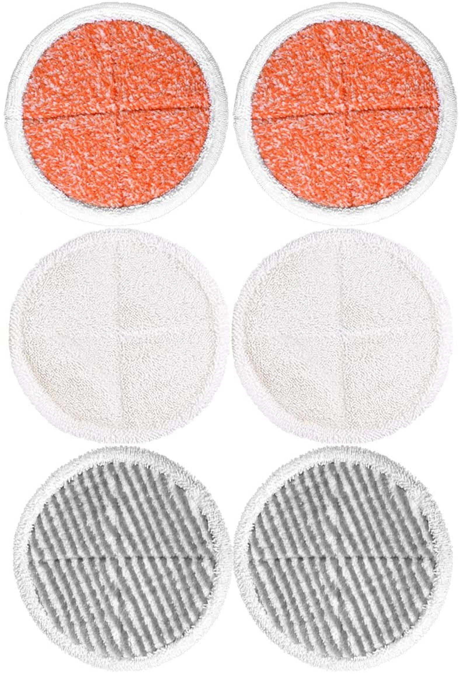 6-Pack White, Gray, and Orange Microfiber Mop Pads for Hard Floor Cleaners