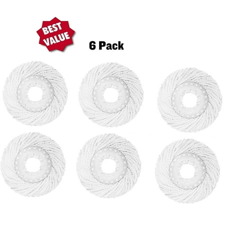 6 Pack Spin Mop Replacement Head for Hurrica, Mopnad, Casabel and Other Standard Size Spin Mop Systems, Cleaning,Microfiber Spin Mop Refills