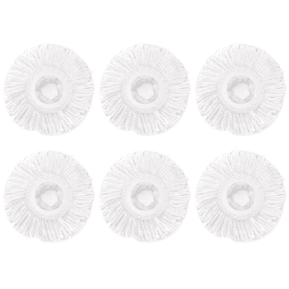 6 Pack Spin Mop Replacement Head for Hurrica, Mopnad, Cassabel and Other 360 Spin Mop Systems, Microfiber Spin Mop Refills (6pc-White)