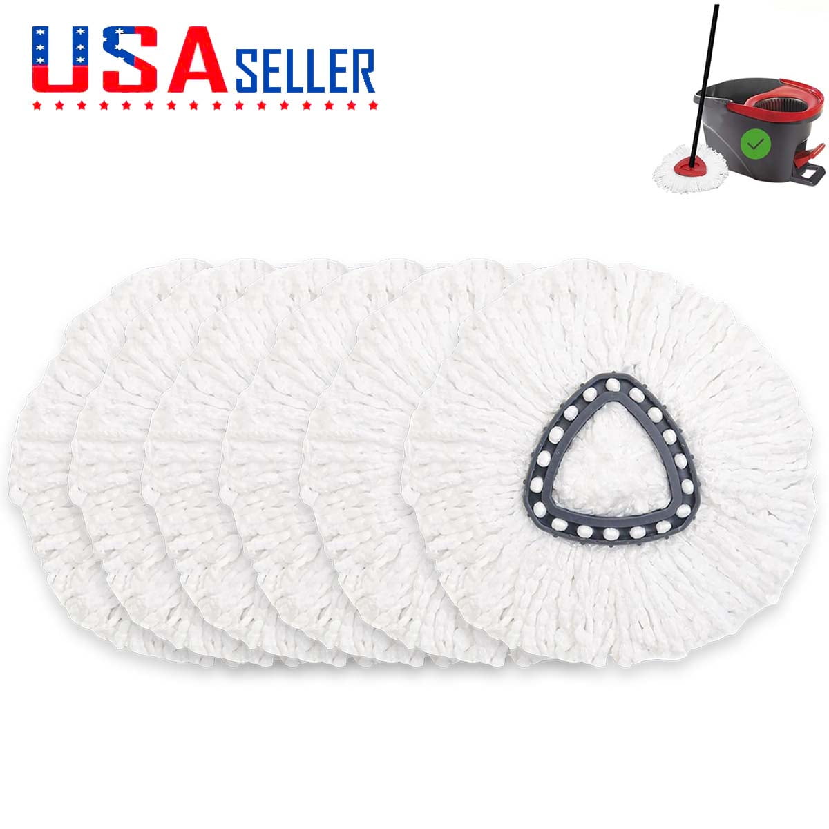 6Pack Spin Mop Replacement Heads, 100 Microfiber Spin Mop Refills