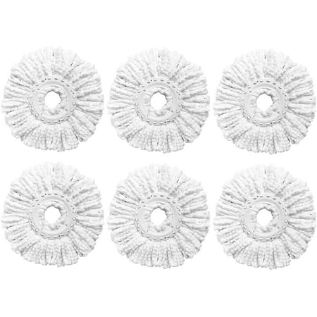 6 Pack Spin Mop Replacement Heads Compatible with Hurricane, Mopnado, Casabella and Other Standard Size Spin Mop, Easy to Clean and Durable Microfiber Spin Mop Refills, Mops Head for Floor Cleaning