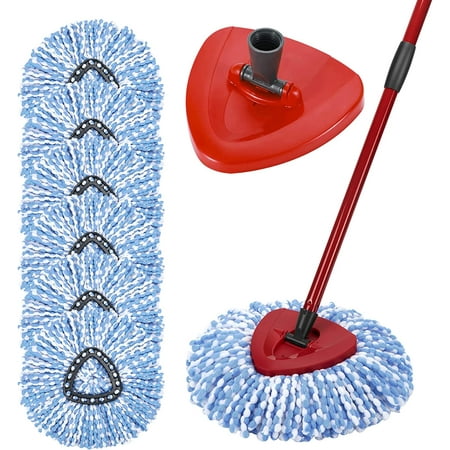 6-Pack Spin mop Refill +1 Base Compatible with O-Cedar EasyWring Spin mop Replacement Heads 1 Tank System, Spin mop- Microfiber Spin Mop Refills Cleaning Supplies