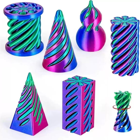 6 Pack Spiral Cone Fidget Toys - Impossible Cone 3D Printed Impossible Pyramid Pass Through 3D Printed Toy Desktop Decoration Gifts for Adults