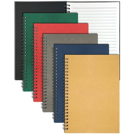 6 Pack Spiral Notebook, 8.25x5.5 Inches 120 Lined Pages Ruled Spiral Bound Journal A5 Kraft Colored Cover Wirebound Notebooks & Writing Notepads for Work, Office, Note Taking
