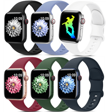6 Pack Sport Bands Compatible with Apple Watch Band 38mm 40mm 41mm 42mm 44mm 45mm,Soft Silicone Waterproof Strap Wristbands Compatible with iWatch Apple Watch Series Ultra 8 7 6 5 4 3 2 1 SE Women Men