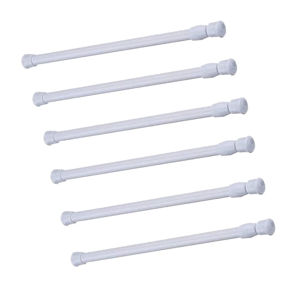 6 Pack Spring Tension Curtain Rod, 18-30cm Adjustable Length Easy No Drill Install for Kitchen, Bathroom, Cupboard, Wardrobe, Window, Bookshelf DIY Projects,As show B