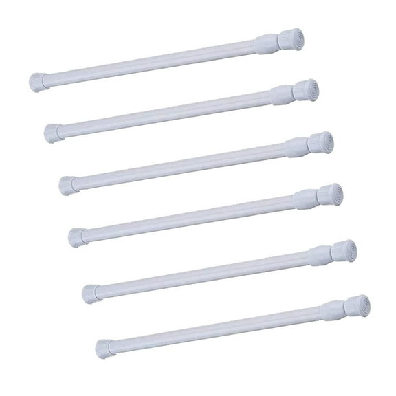 6 Pack Spring Tension Curtain Rod, 18-30cm Adjustable Length Easy No Drill Install for Kitchen, Bathroom, Cupboard, Wardrobe, Window, Bookshelf DIY Projects,As show B