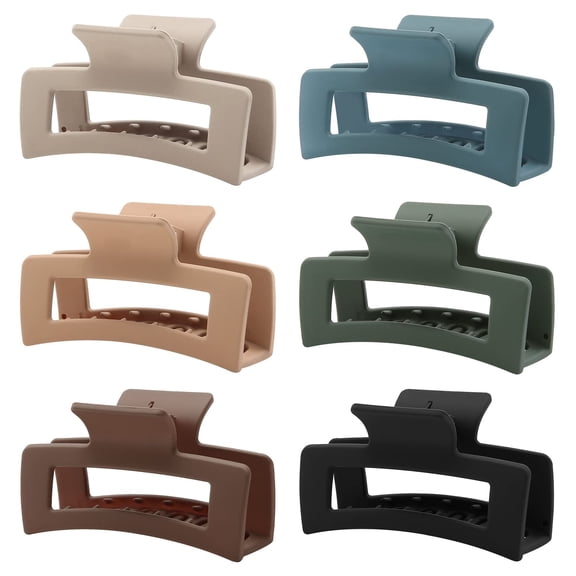 6 Pack Square Claw Clips, Hair Clips for Women Girls, 3.5" Medium Non-slip Rectangular Claw