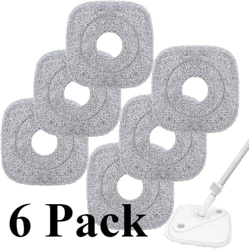 6-Pack Square Mop Replacement Pads for True and Tidy - 9x9 Inch Microfiber Refills Compatible with Most Square Spin Mops