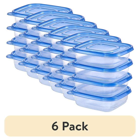 6 Pack Square Plastic Food Storage Containers with Secure LidStackables