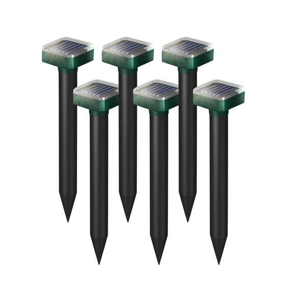6 Pack Square Solar Powered Rodent Repellent Stakes Outdoor Ultrasonic Mole Vole Gopher Deterrent for Garden Lawn Yard Protection