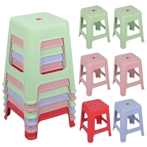 6 Pack Stackable Classroom Stools, 18.8 Inch Colorful Nesting Plastic Stools, Portable Backless Bar Stool, Flexible Seating for Students, Home, Office, Classroom