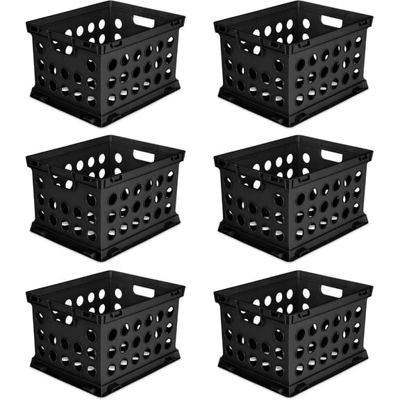 6-Pack Stackable File Crate Organizer, Black Storage Bin for Letter & Legal Size Files, with Handles, 17.25" L x 14.25" W x 10.75" H