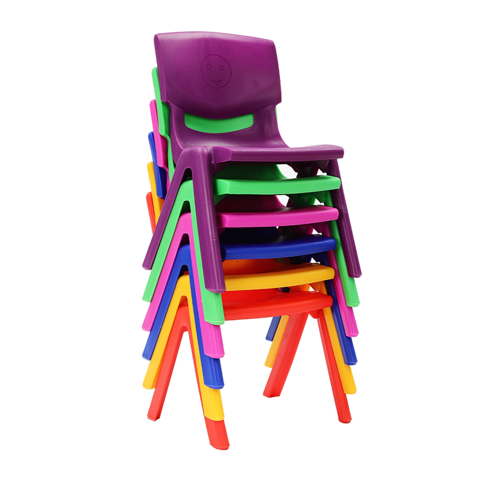 6-Pack Stackable Kids Chairs, 220lbs Capacity Plastic Classroom Chairs for Children, 11in Seat Height - Multicolor (Blue/Green/Pink/Purple/Red/Yellow) Indoor Outdoor Use