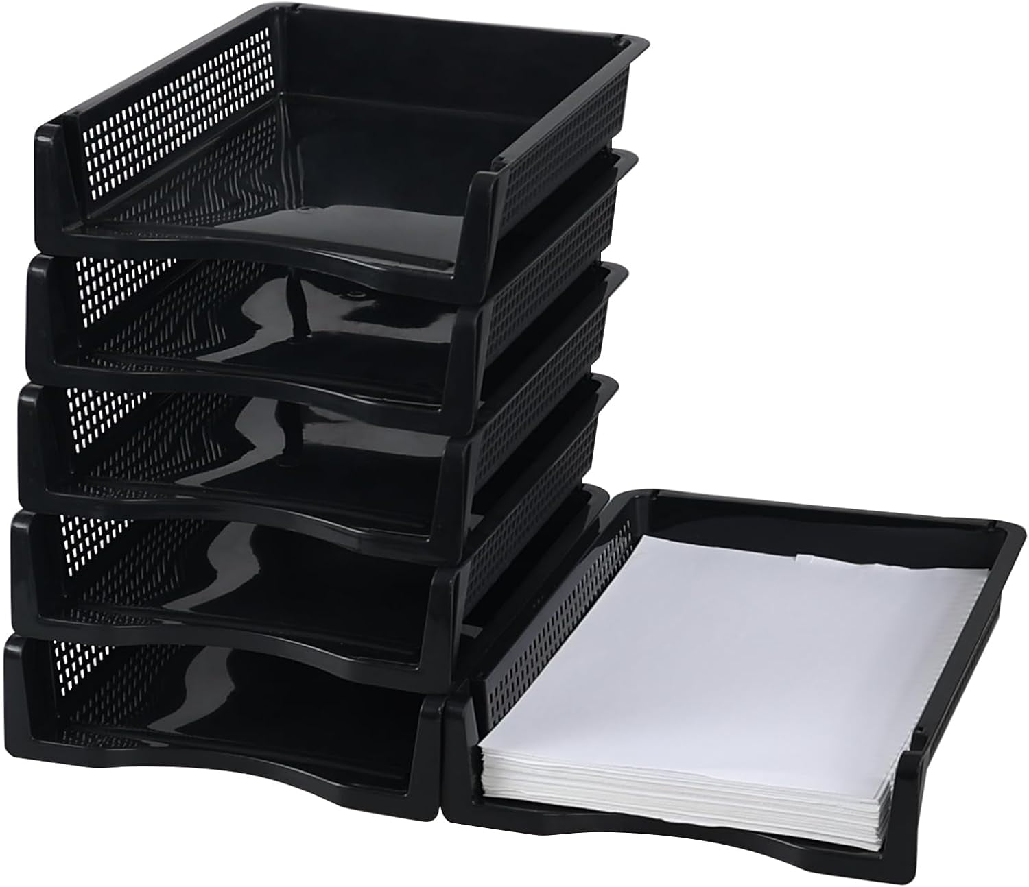 4 Pack Stackable Paper Trays For Letter Documents, Desktop File Organizers For Office Supplies Holder For Paper 10 X 13 45 X 2 5 In A2 14573872
