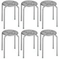 thumbnail image 1 of Costway Set of 6 Stackable Metal Stool Set Daisy Backless Round Top Kitchen Grey, 1 of 9