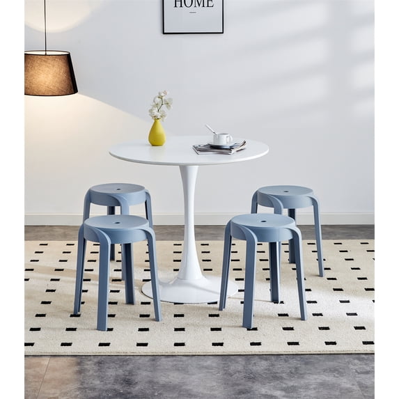 6 Pack Stackable Plastic Stools, Indoor Outdoor Flexible Round Nesting Stools, Decorative Single Chairs Set of 6 for Office Classroom