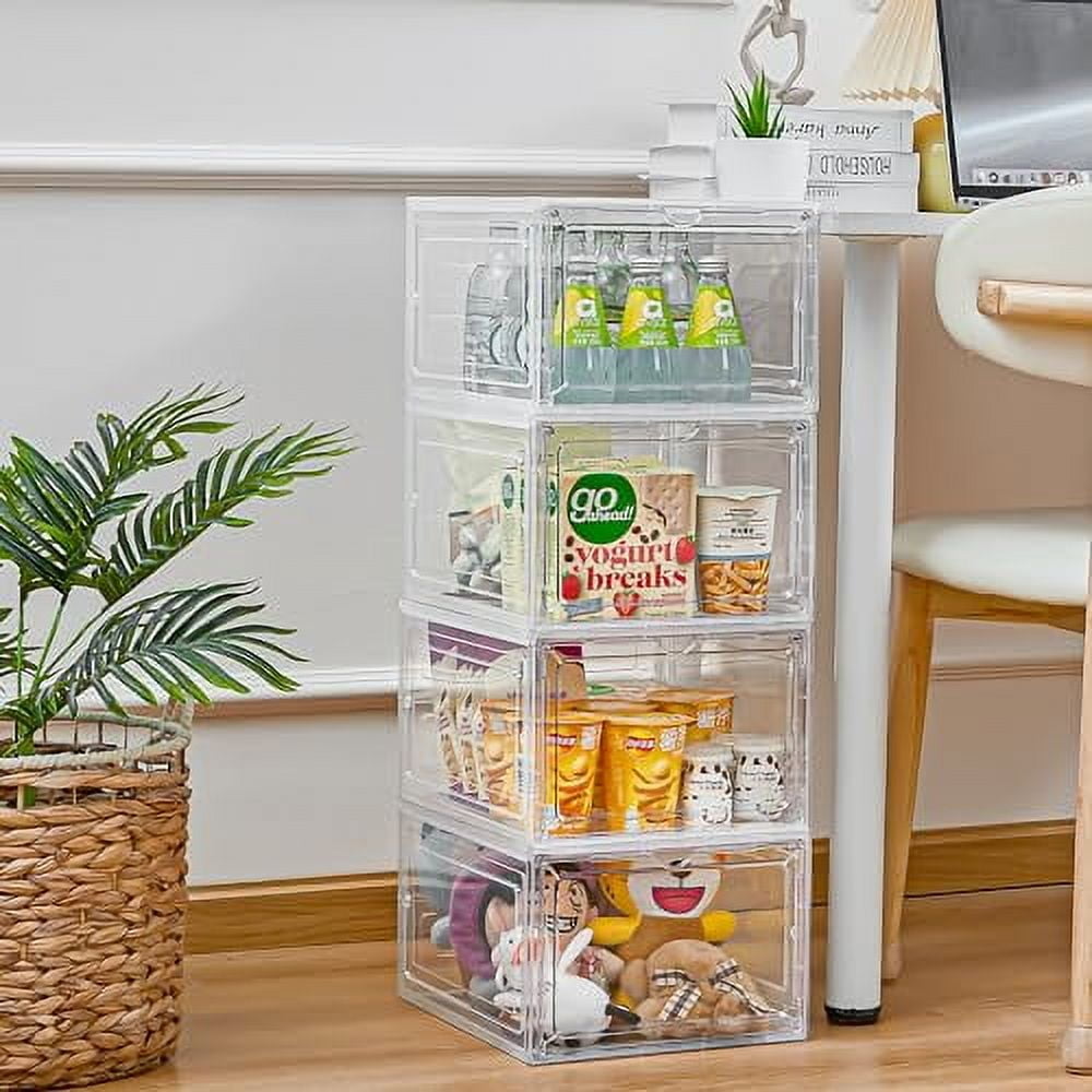 6 Pack Stackable Storage Bins with Lids Plastic Storage Bins with ...