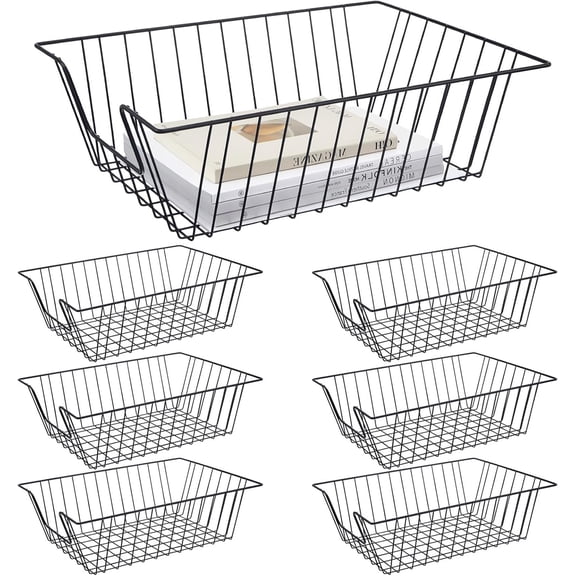 6 Pack Stackable Wire Letter Tray Desk Organizer Metal File Holder Basket 17 In X 12 In X 5 In Black