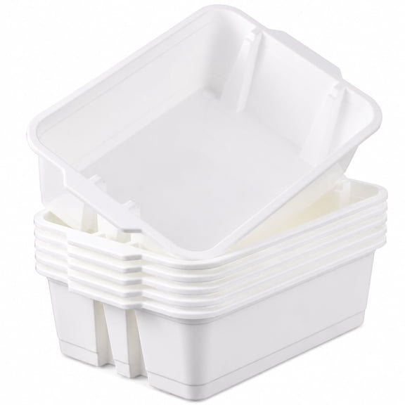 6 Pack Stacking Bins Stackable Plastic Book Bin Durable Storage Book Bins Plastic Stackable Organizer Spacious Books Bin for Home Storage, Office Supplies