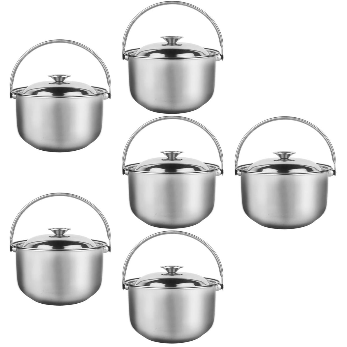 6 Pack Stainless Steel Cooking Pot Heating Pans for Induction Cooktops