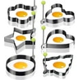 thumbnail image 1 of 6 Pack Stainless Steel Egg Molds, Egg Pancake Rings, Different Shape Silver Egg Ring Molds for Cooking and Griddle of Egg, Flapjack, and Bread and Chocolate, 1 of 8