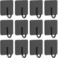 thumbnail image 1 of 6 Pack Stainless Steel Heavy Duty Adhesive Towel Hooks for Bathrooms, Kitchen Towel Hooks, Waterproof Bathroom Hooks for Towels, Wall Hooks for Hanging, Adhesive Shower Coat Hook, Black, 1 of 8