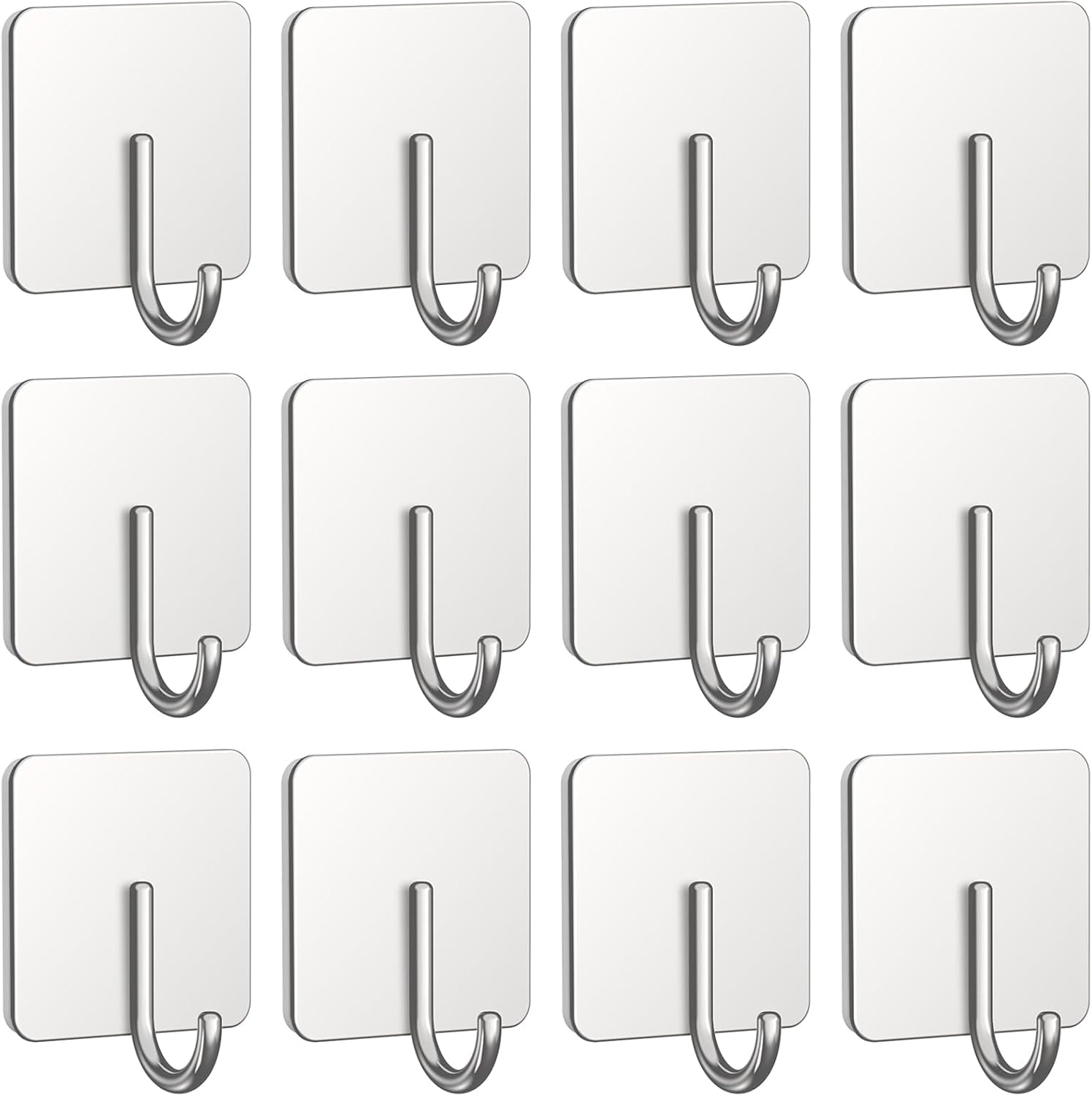 6 Pack Stainless Steel Heavy Duty Adhesive Towel Hooks for Bathrooms ...