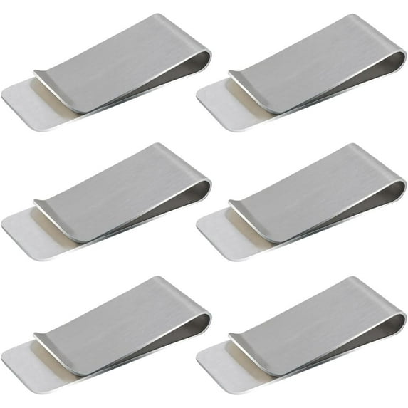 6 Pack Stainless Steel Money Clip Metal Wallet Clip for Men Men's Slim Cash Clip Small Money Clips for Cash and Credit Card Holder Metal Money Clips Minimalist Front Pocket Wallet Clip (Silver)