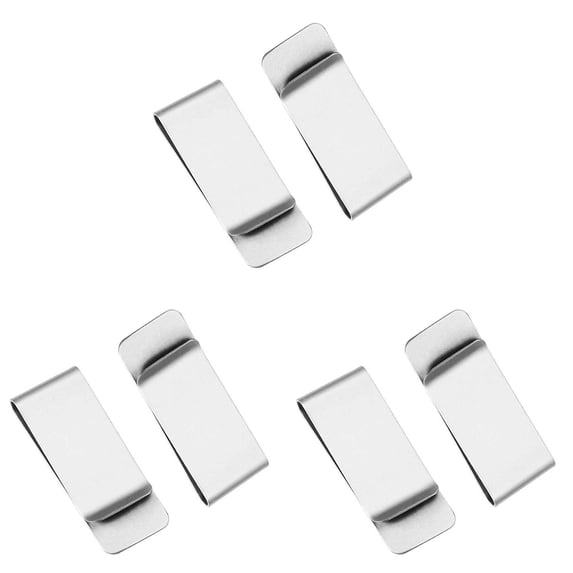 6-Pack Stainless Steel Money Clip for Men and Women, Minimalist Slim Bill Holder for Front Pocket, Silver, By Preplabs