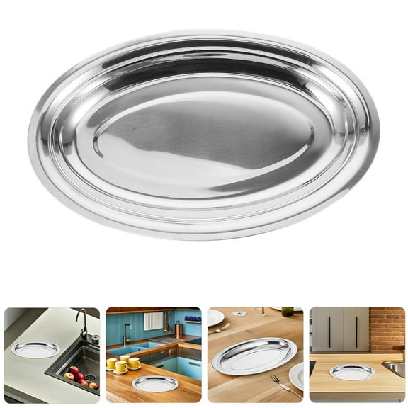 Foxnovo Oval Stainless Steel Fish Platter for Special Occasions and Daily Meals 6Pcs