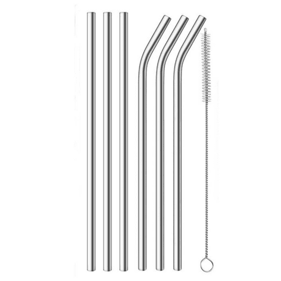 6 Pack Stainless Steel Replacement Straws Compatible with Stanley 40oz Tumbler, Reusable Straw for Stanley Adventure Quencher Travel Tumbler with Cleaning Brush and Bag for Stanley Cup Accessories