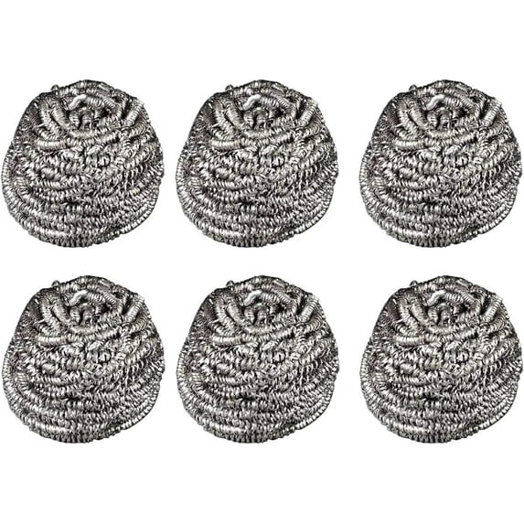 6 Pack Stainless Steel Scourer, Steel Wool Scouring Pads Powerful Dish Washing Scrubbers for Removing Dirt Grease Oil Stain from Dishes Pots Cast Iron Pans Ovens Cookware Kitchenware Bathroom