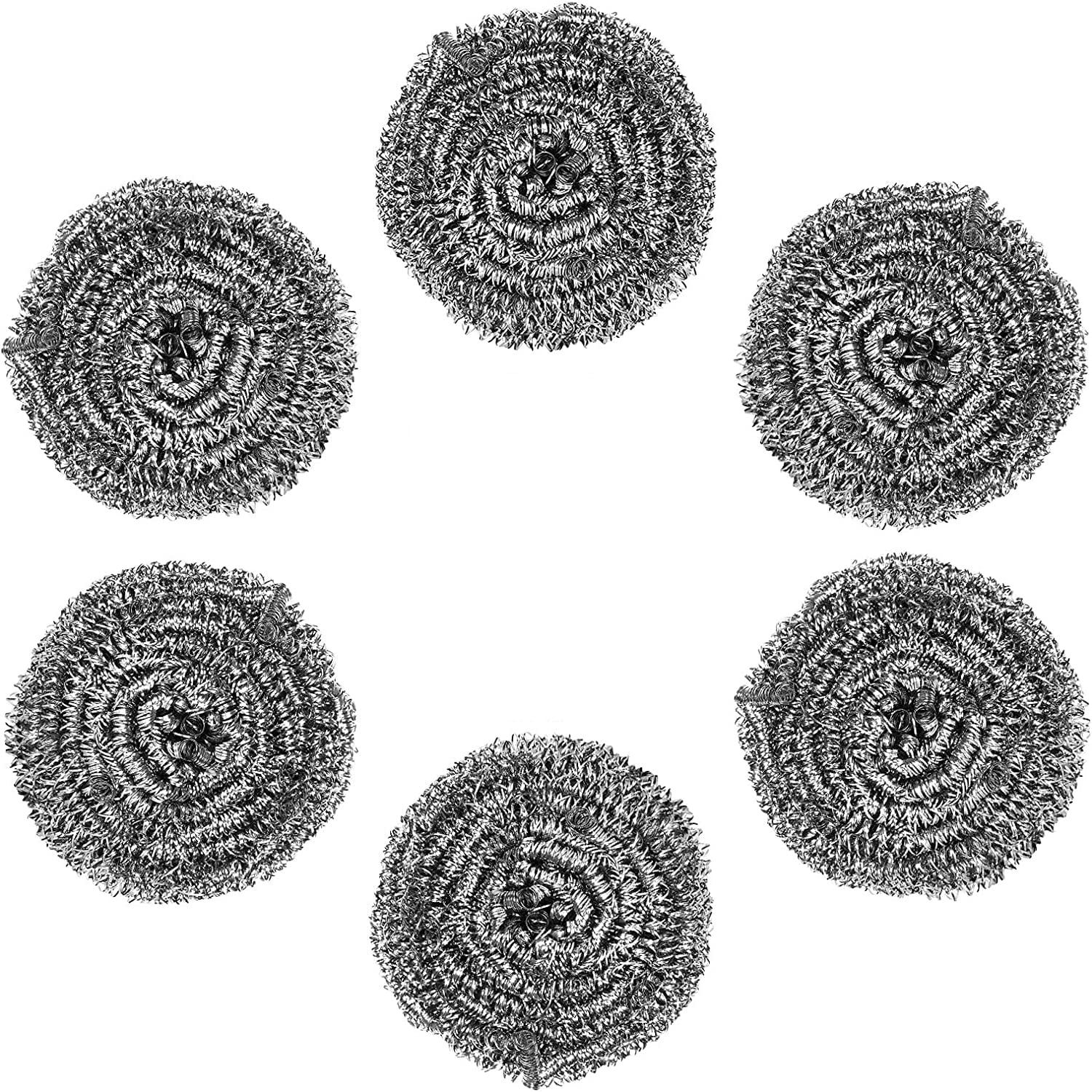 6 Pack Stainless Steel Scourer, Steel Wool Scouring Pads Powerful Dish Washing Scrubbers for