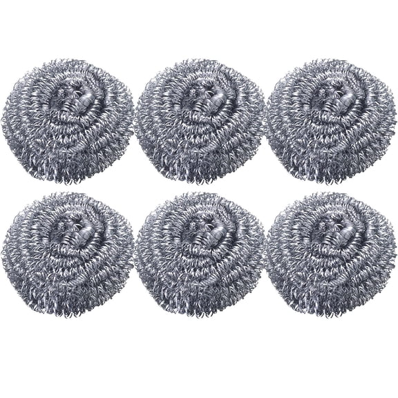 6 Pack Stainless Steel Scrubber, Steel Wool Srubber for Scouring Stubborn Messes from Pots and Pans, Stoves,Broiler Racks,Grills and More