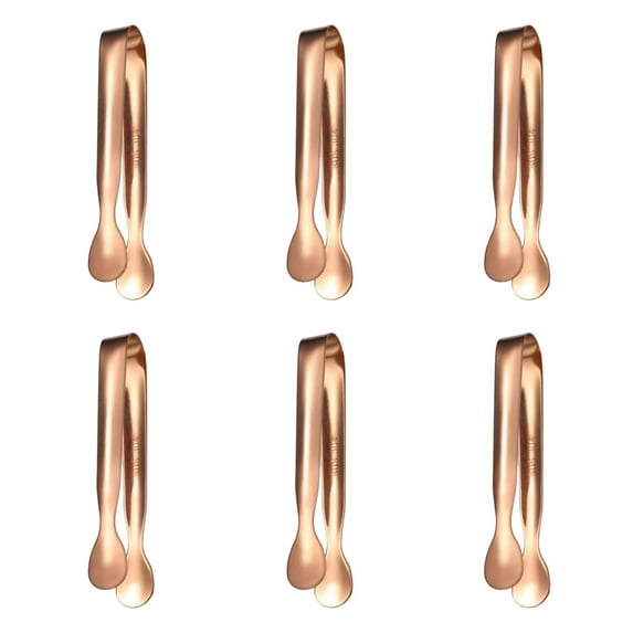 6 Pack Stainless Steel Serving Tongs - Small Food Tongs for Tea, Coffee, Buffet Catering, Gold Ice Sugar Clips, Kitchen Bar Utensils for Appetizers,Snacks,Desserts,Dishwasher Safe & Rust-Proof