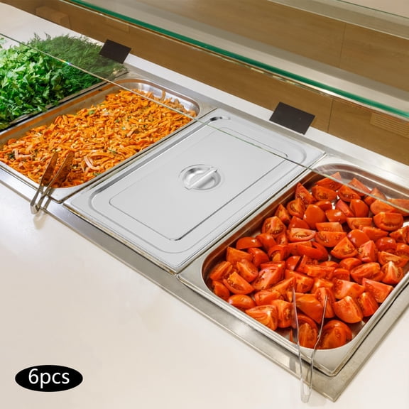 6-Pack Stainless Steel Steam Pan Lids, 20.67x12.6in, Curled Edges & Sealed Design, for Restaurants/Buffets