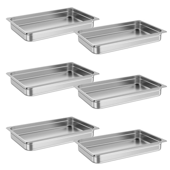 6-Pack Stainless Steel Steam Table Pans Set - Commercial Grade 6" Deep