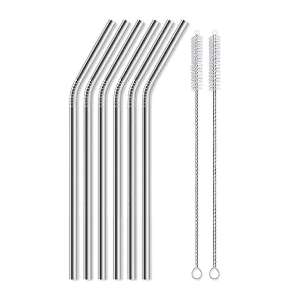 6-Pack Stainless Steel Straws For Stanley Tumblers With 2 Cleaning Brushes Universal Fit