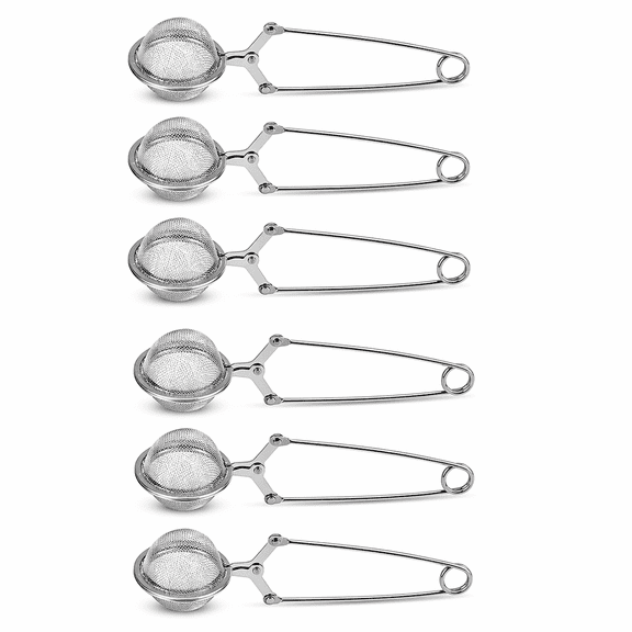 6 Pack Ball-Shaped Stainless Steel Press Tea Infusers, Mesh Tea Strainer Balls with Handles for Loose Leaf Tea, Herbs, Spices and Seasonings