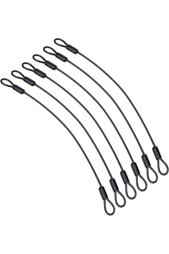 6-Pack Stainless Steel Wire Rope Lanyard Cable Tether Safety Strap Iron Safety Cable Wire with Double Looped Ends Coated Plastic Security Cable Luggage Lock