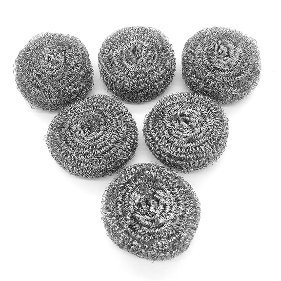 6 Pack Stainless Steel Wool Scrubber Pads, Heavy Duty Scouring Scrubbers for Kitchen Bathroom