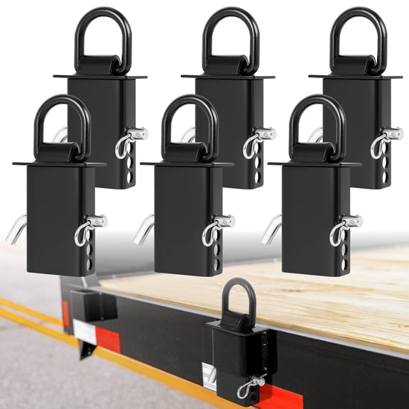 6 Pack Stake Pocket D Ring, 18000lbs Heavy Duty Removable D-Ring Stake Pocket with Hitch Pin, Tie-Down Utility for Trailers and Flatbeds
